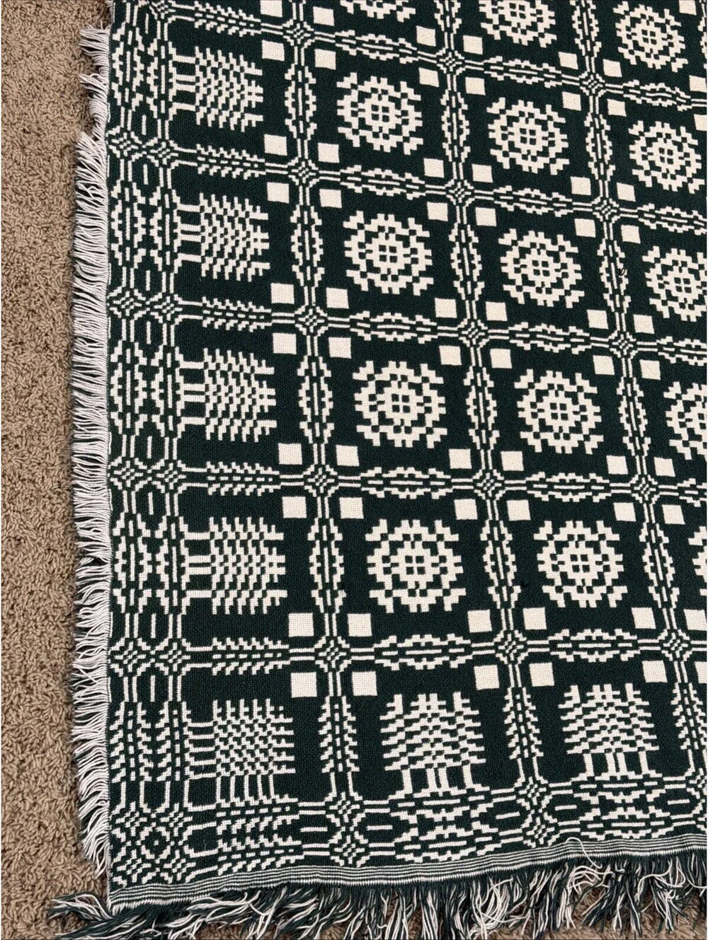 Goodwin Weavers Woven Cotton Throw Blanket 52 X 72 Fringed USA
